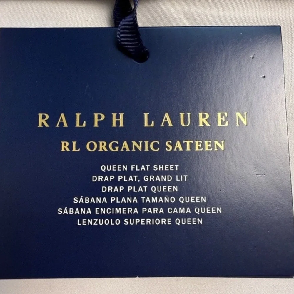 Ralph Lauren Queen Flat Sheet Organic‎ Cotton Sateen Platinum Gray NWT